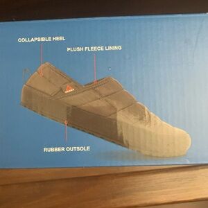 New Gerry Mens Puff Shoes Black Fleece Lining Collapsible Heel Rubber Outsole 9